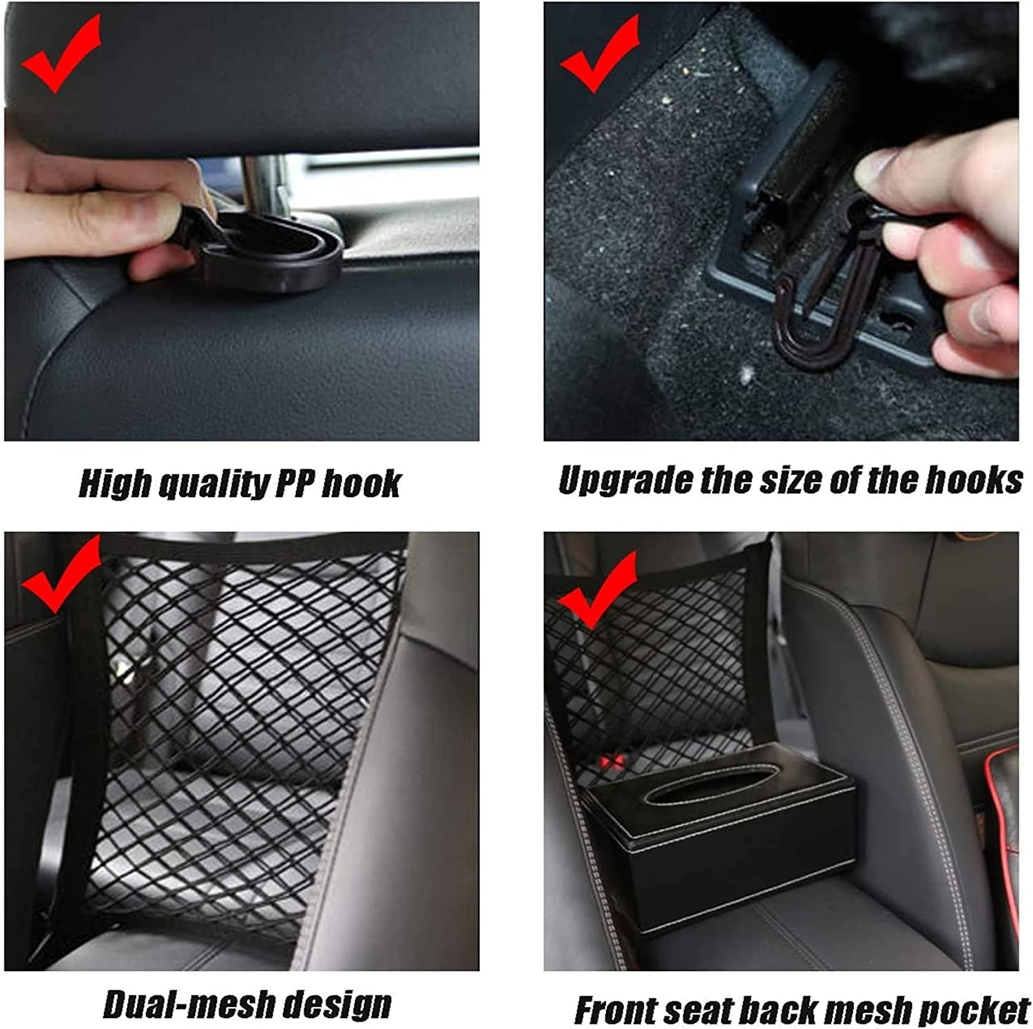 FALCALE Pet Barrier Dog Car Net Barrier with Auto Safety Mesh Organizer Baby Stretchable Storage Bag Universal for Cars, SUV, Truck -Easy Install,Safer to Drive with Children and Pets